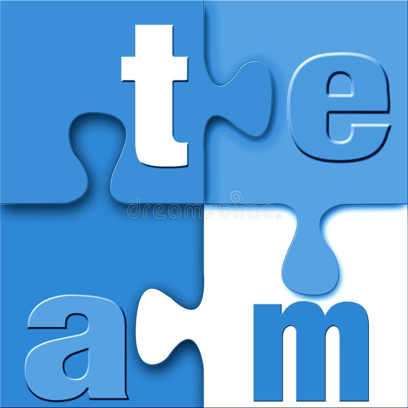 The word team in letters connected in a crisp, clean unique stylish puzzle in blue and white with good 3d depth. The word team in letters connected in a crisp, clean unique stylish puzzle in blue and white with good 3d depth.