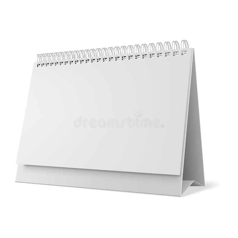 Pusta biurko kalendarza 3d mockup wektoru ilustracja Horyzontalny realistyczny papieru kalendarza puste miejsce royalty ilustracja Pusta biurko kalendarza 3d mockup wektoru ilustracja Horyzontalny realistyczny papieru kalendarza puste miejsce royalty ilustracja