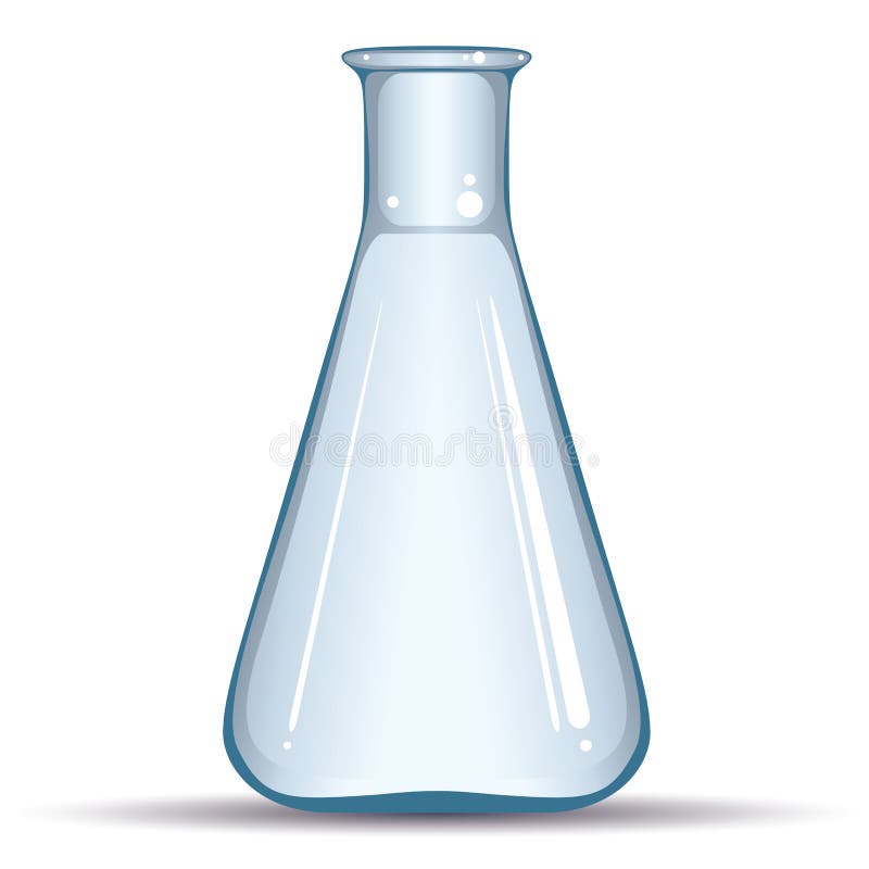 Pusta chemiczna kolba na białym tle, wektorowy illust ilustracji