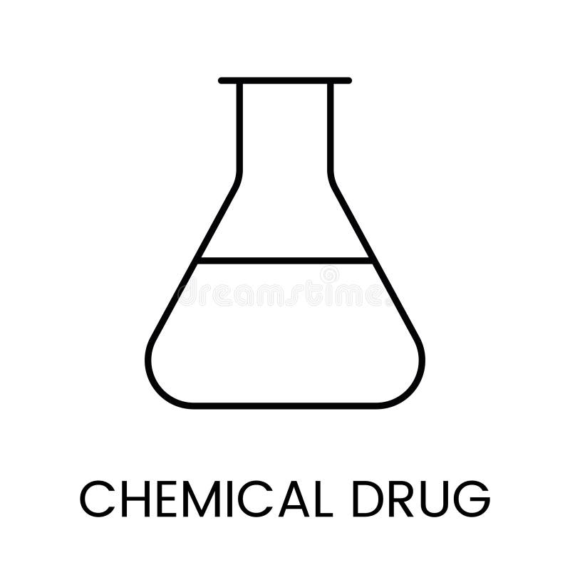 Pusta ikona kolby chemicznej reprezentująca ogólne wyposażenie laboratoryjne lub badania chemiczne w stylu wektorowym royalty ilustracja