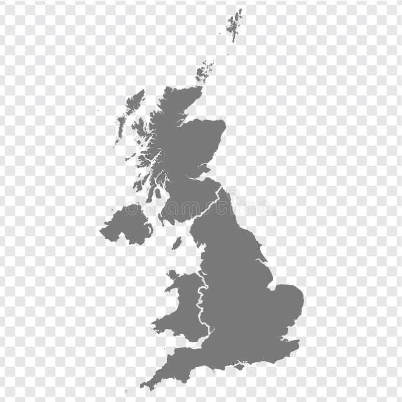 Pusta mapa Wielkiej Brytanii Wysokiej jakości mapa Wielkiej Brytanii z prowincjami na przezroczystym tle do projektowania stron i