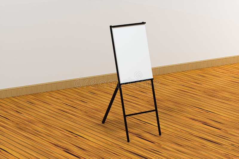 Pusta sztalugi deska z drewnianym podłogowym tłem, 3d rendering ilustracja wektor Pusta sztalugi deska z drewnianym podłogowym tłem, 3d rendering ilustracja wektor