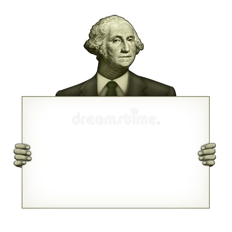 Puste miejsce znak Trzymający George Washington royalty ilustracja Puste miejsce znak Trzymający George Washington royalty ilustracja