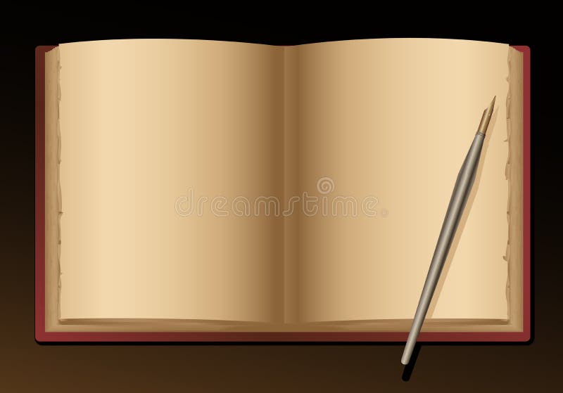 pusty książkowy stary otwiera pióro ilustracji pusty książkowy stary otwiera pióro ilustracji