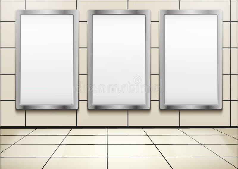 Pusty mockup billboard wśrodku metra lub metra ilustracja wektor Pusty mockup billboard wśrodku metra lub metra ilustracja wektor