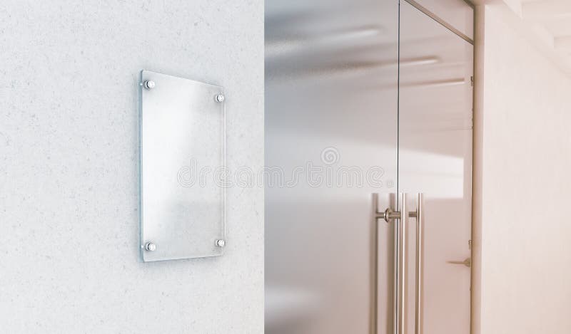 Pusty pionowo przejrzysty szklany szyldowego talerza mockup zdjęcia royalty free Pusty pionowo przejrzysty szklany szyldowego talerza mockup zdjęcia royalty free