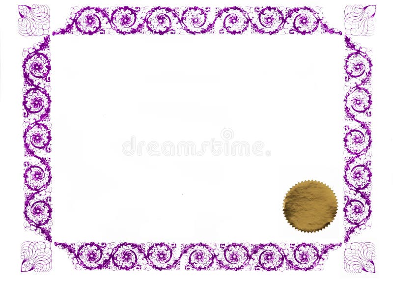 Certificate border and gold stamp, blank for text. Certificate border and gold stamp, blank for text
