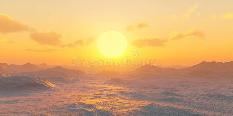 Pustynne Wydmy Piaskowe pod Złotym Zachodem Ciepłe pustynie Krajobraz Serene Twilight Sands Tło royalty ilustracja