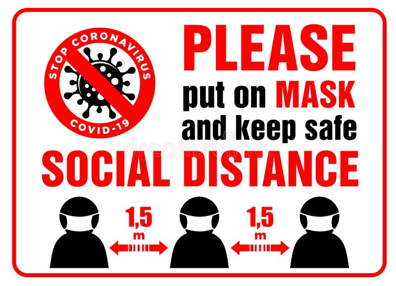 Sanitise Hands  Wear Mask  Keep 1m Apart 19Covid Social Distancing Sign Sticker
