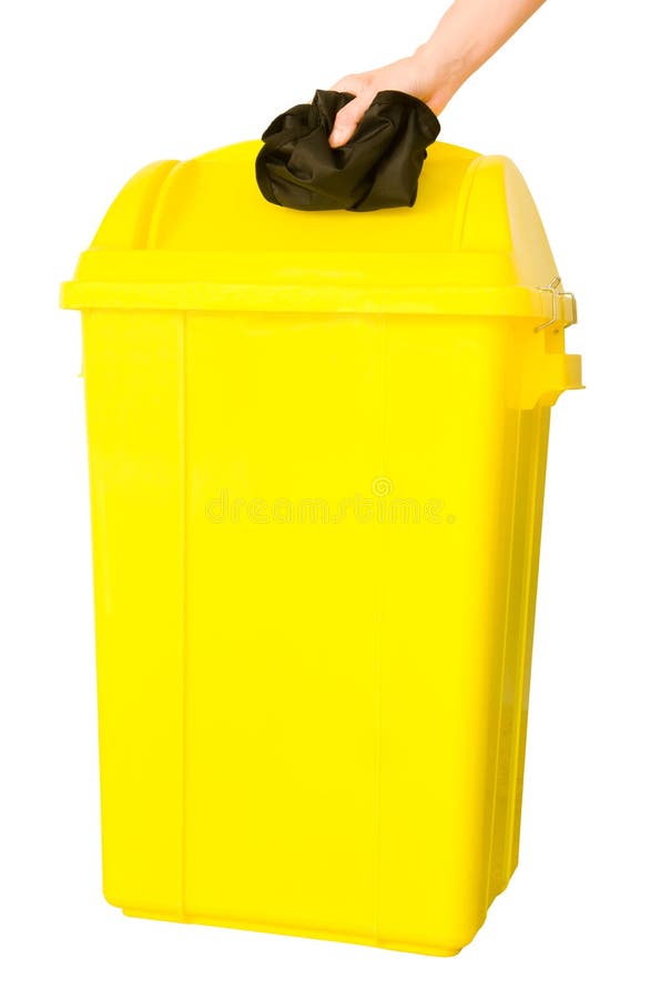 bag plastic waste yellow isolated on white background, yellow