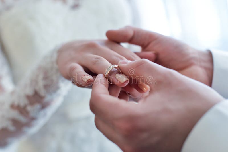 He Put the Wedding Ring on Her Stock Image Image of jewelry, culture