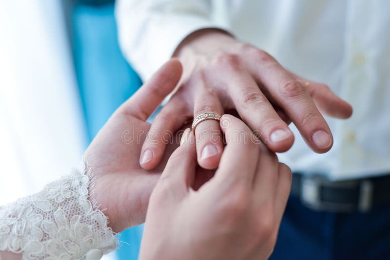 He Put the Wedding Ring on Her Stock Image Image of love, finger