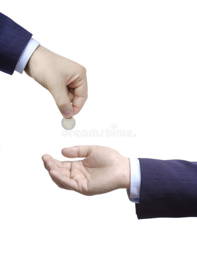 Businessman giving a money in safe hands. Businessman giving a money in safe hands