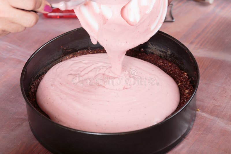 Putting the Cream into a Baking Dish Stock Photo Image of homemade