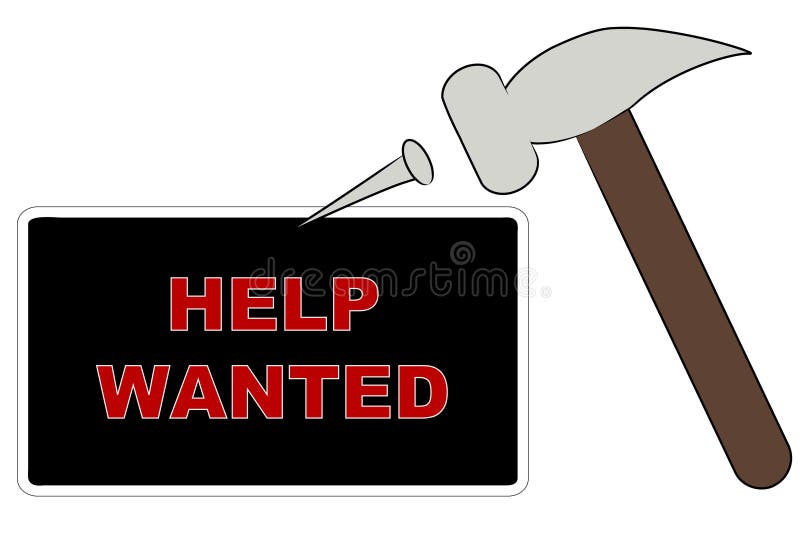 Putting up help wanted sign royalty free illustration