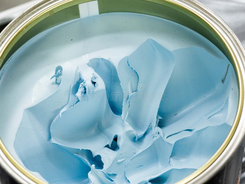 Putty for Car Repair. Blue Polyester Putty in a Jar Stock Photo Image of repainting