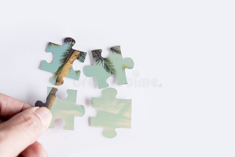 Puzzel met beeld van kokospalm royalty-vrije stock afbeeldingen Puzzel met beeld van kokospalm royalty-vrije stock afbeeldingen