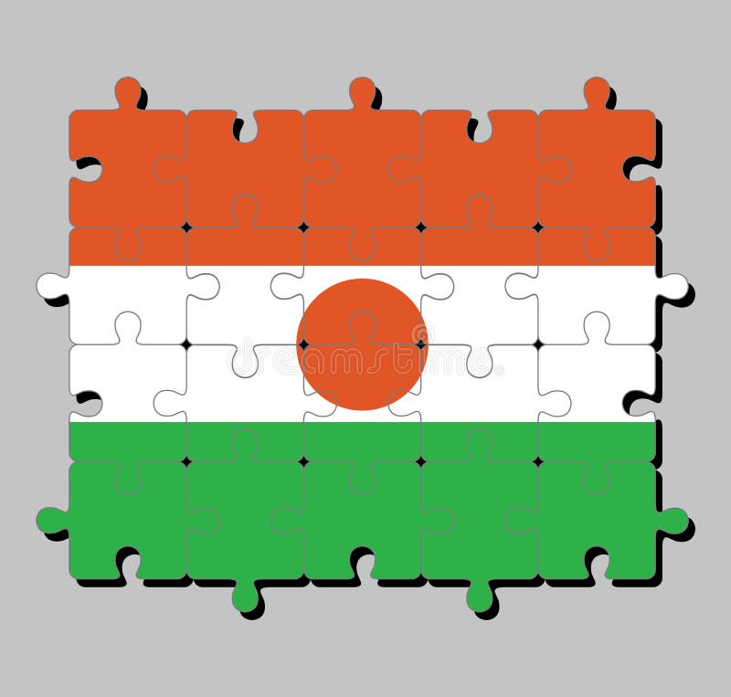 Puzzel Van De Vlag Van Niger in Oranje Wit En Groen; Belast Met Een Oranje Cirkel in Het Illustratie - Illustration of vlag, cirkel: 133754398