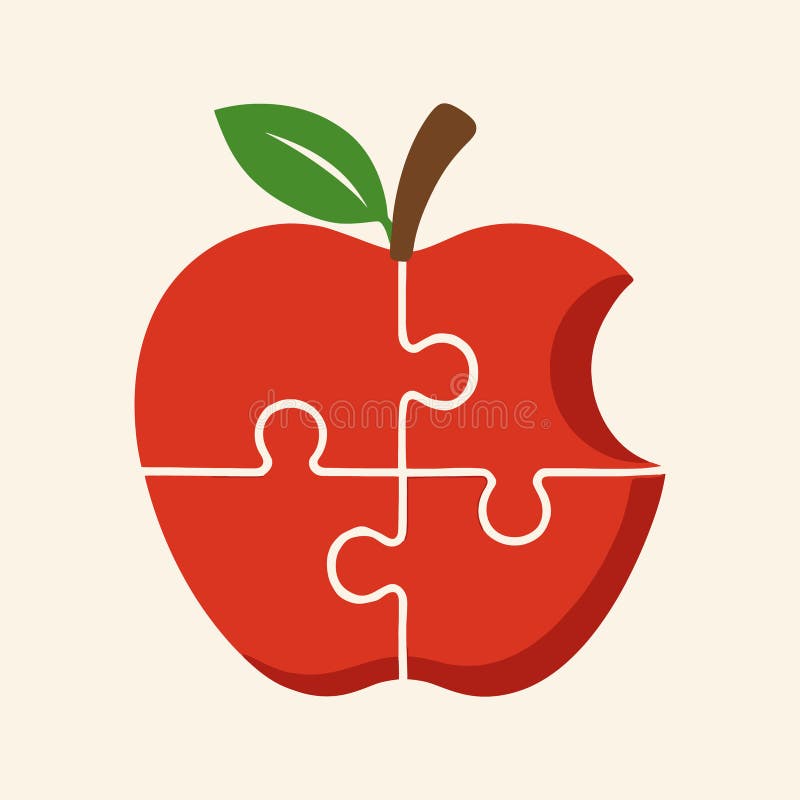 Puzzle Apple Piece Concept Teamwork Collaboration stock illustration