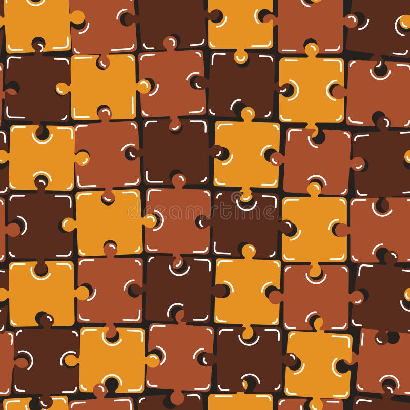 Puzzle Autumn Pattern. Seamless Vector Background. Abstract Fall Colorful Print. Template. Vector Illustration in Colors of Autumn royalty free illustration