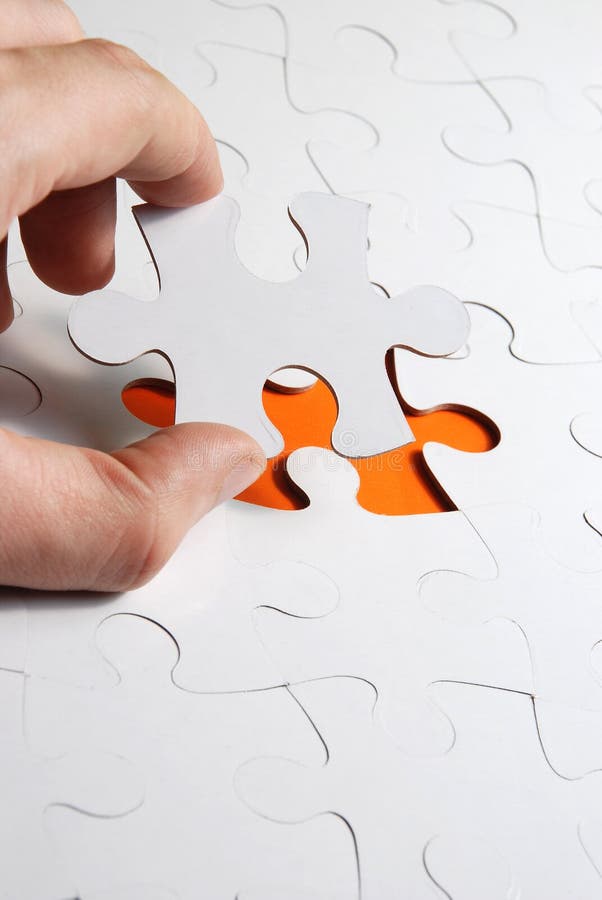 Puzzle background with one missing piece royalty free stock photo
