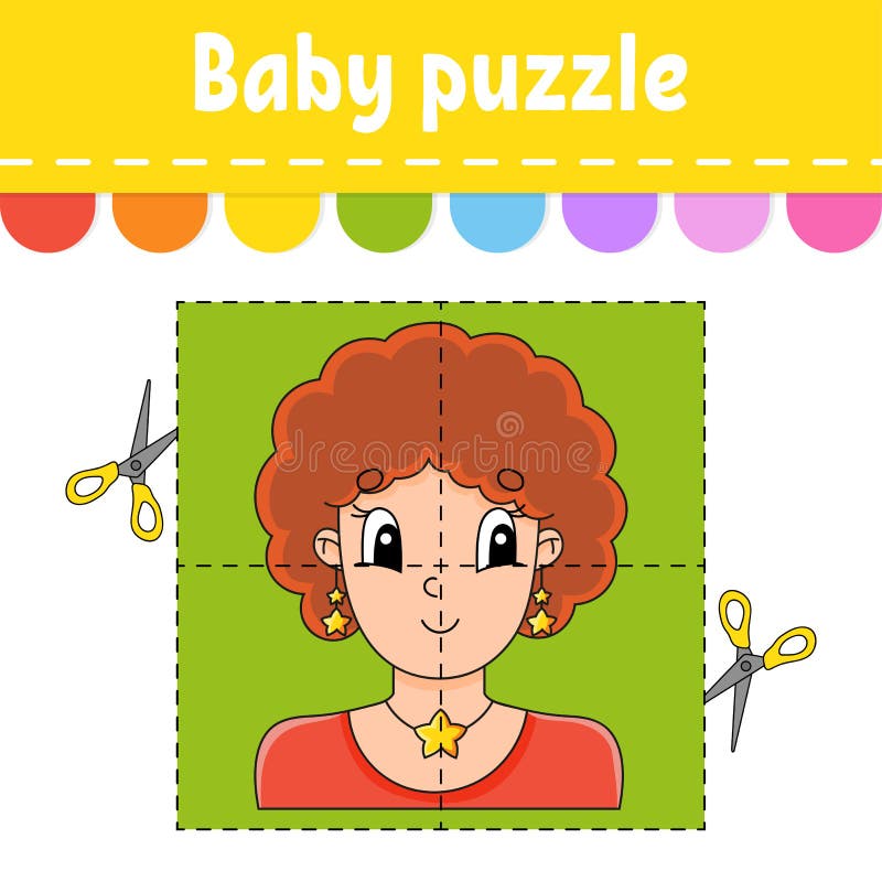 Puzzle Bebê. Nível Fácil. Cartões Flash. Cortar E Jogar. Linda Mulher.  Planilha De Atividade De Cor. Jogo Para Crianças. Desenho a Ilustração do  Vetor - Ilustração de vetor, quadrado: 177736787