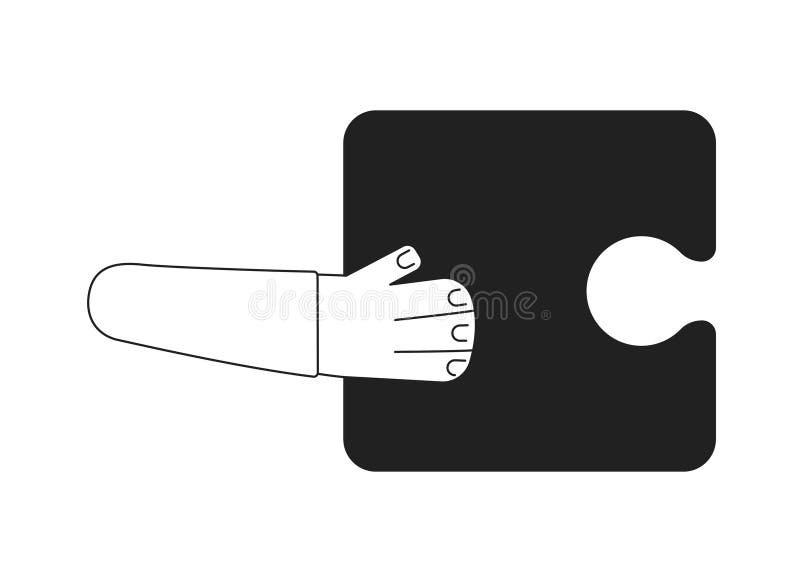 Puzzle care conține un dispozitiv monocromatic cu acțiune de tip vector plat vector illustration