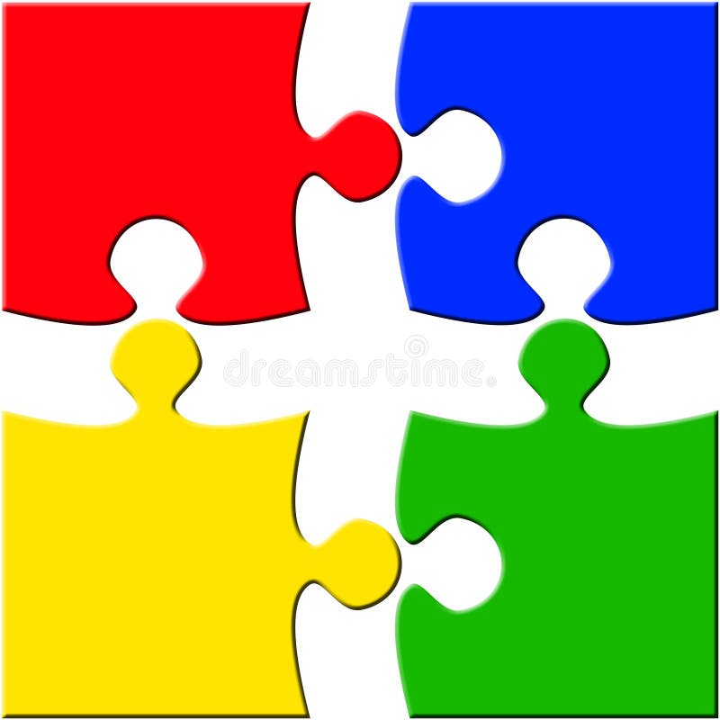 Puzzle de quatre parties au-dessus du blanc séparé illustration libre de droits Puzzle de quatre parties au-dessus du blanc séparé illustration libre de droits