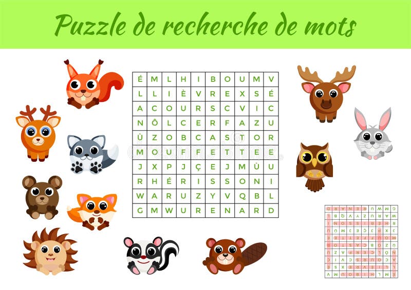 Puzzle De Recherche De Mots - Word Search Puzzle with Pictures. Educational  Game for Study French Words Stock Illustration - Illustration of match,  horizontal: 182221097