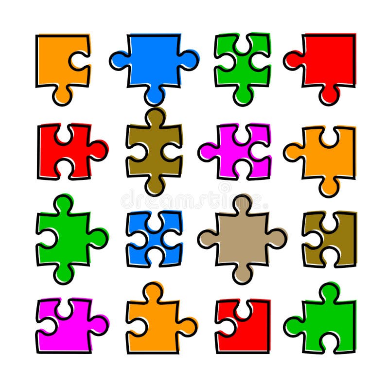 Puzzle de seize couleurs - vecteur illustration stock Puzzle de seize couleurs - vecteur illustration stock