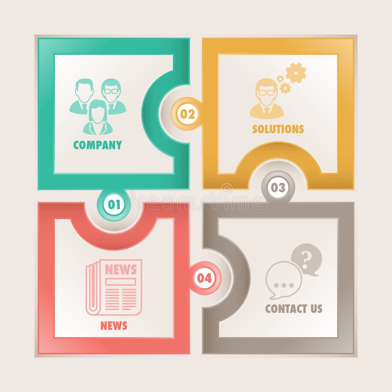 Puzzle del quadrato dell'insegna di Infographics illustrazione di stock Puzzle del quadrato dell'insegna di Infographics illustrazione di stock