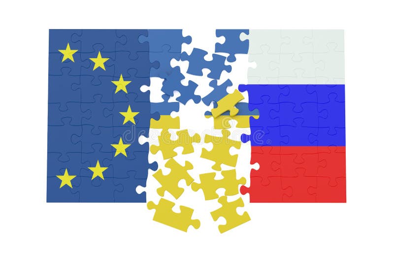 Puzzle dell'Ucraina, della Russia e del concetto di UE royalty illustrazione gratis Puzzle dell'Ucraina, della Russia e del concetto di UE royalty illustrazione gratis