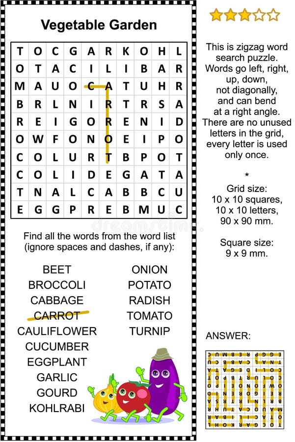Puzzle di ricerca di parola delle verdure