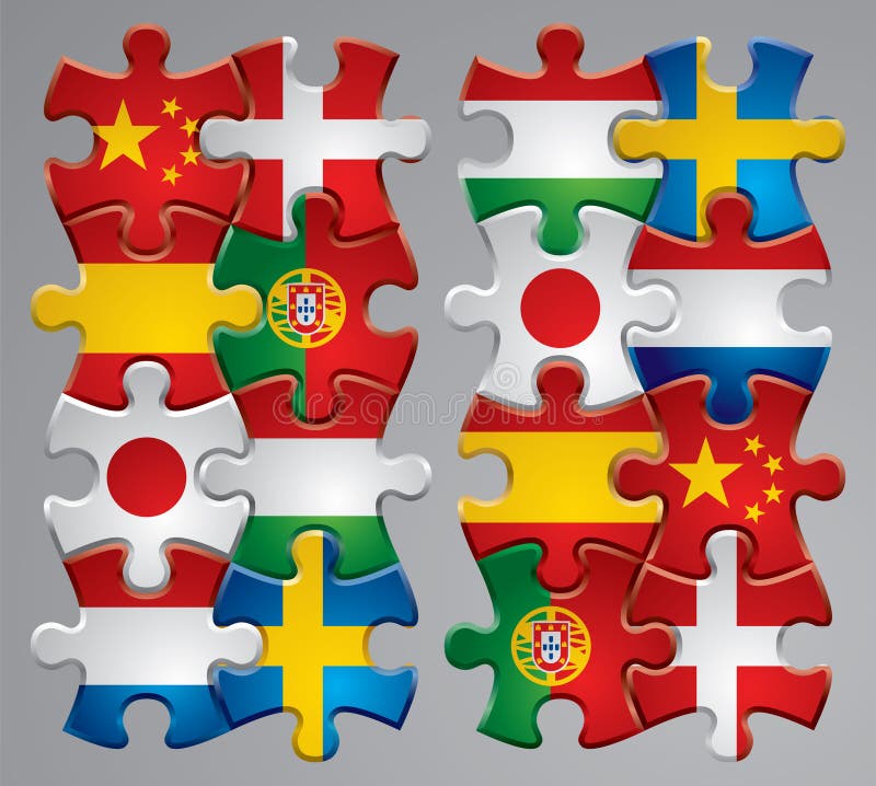 Puzzle flag icons stock illustration Puzzle flag icons stock illustration