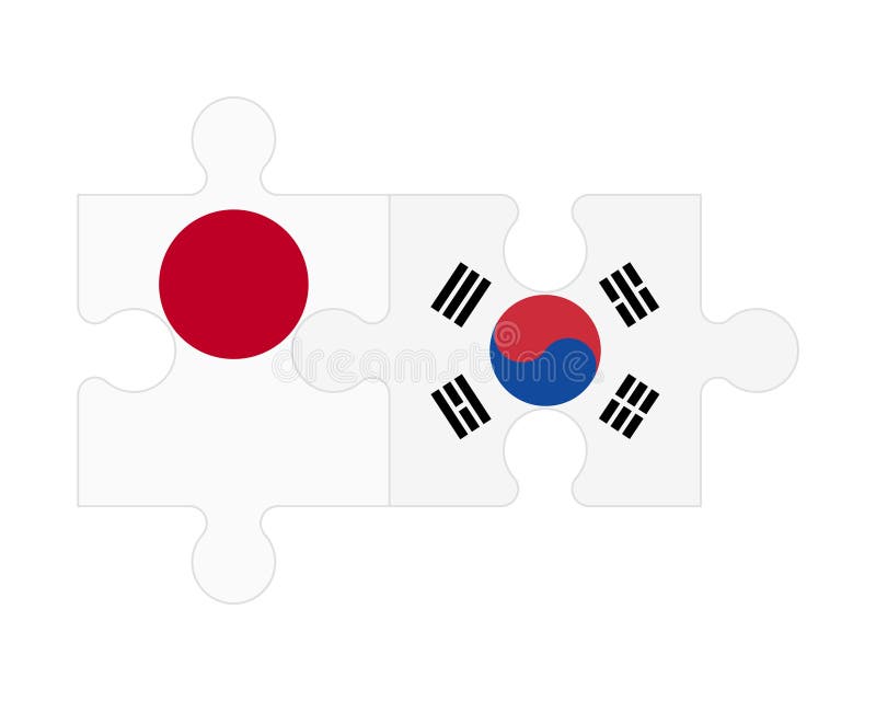 Puzzle of Flags of Japan and South Korea, Vector Stock Vector