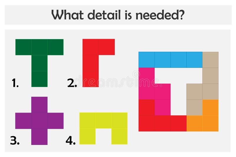 Puzzle game with colorful details for children, choose needed detail, easy level, education game for kids, preschool worksheet. Activity, task for the vector illustration Puzzle game with colorful details for children, choose needed detail, easy level, education game for kids, preschool worksheet. Activity, task for the vector illustration