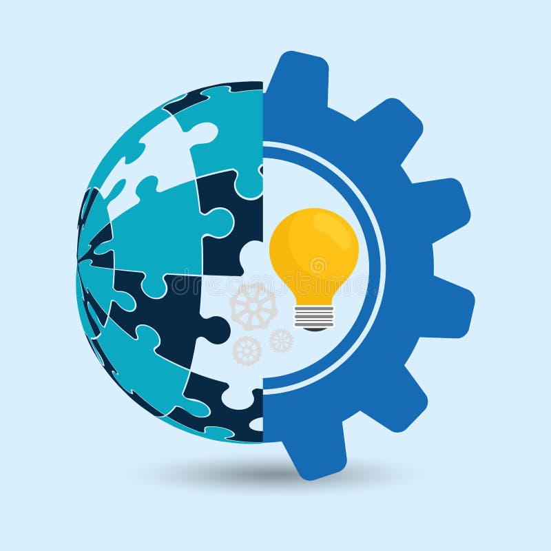 Puzzle gear sphere teamwork support design stock illustration