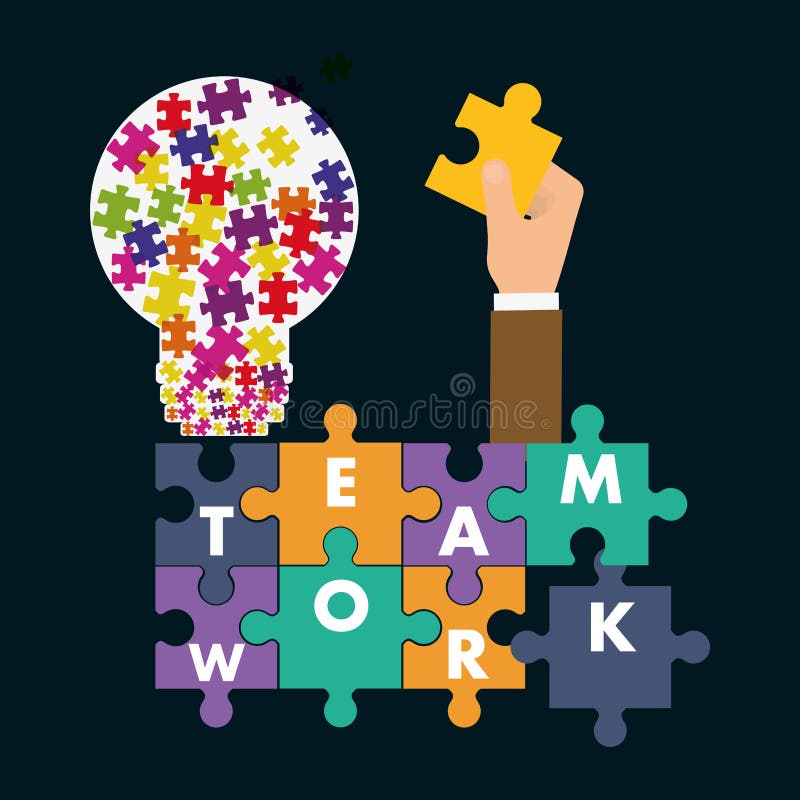 Puzzle hand teamwork support design vector illustration