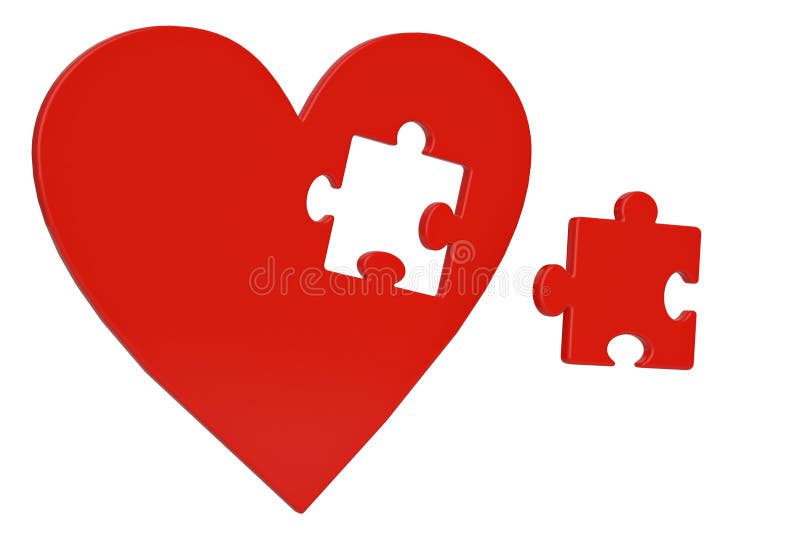 Puzzle Heart Isolated on White Background 3D Illustration Stock ...