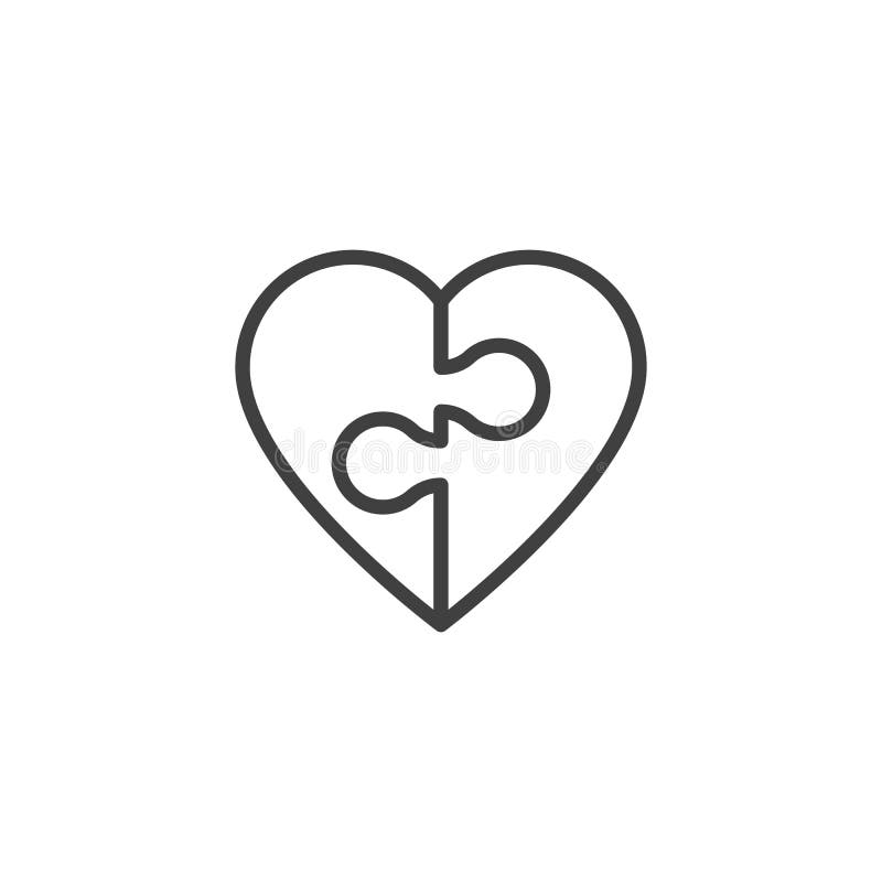 Heart Puzzle Piece Outline Stock Illustrations – 371 Heart Puzzle Piece