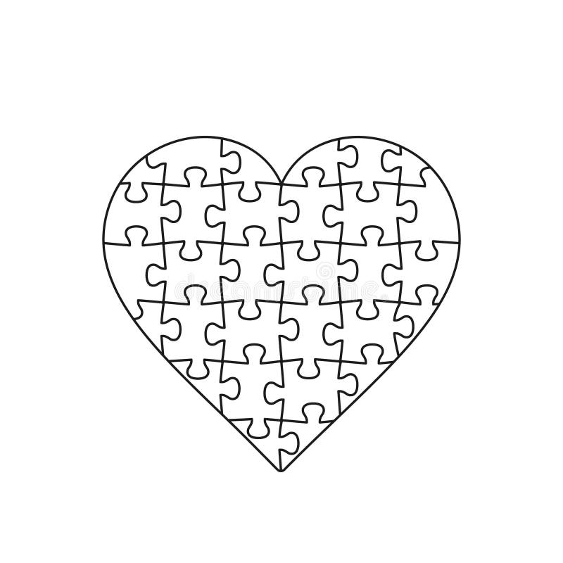 Heart Puzzle Piece Outline Stock Illustrations – 390 Heart Puzzle Piece