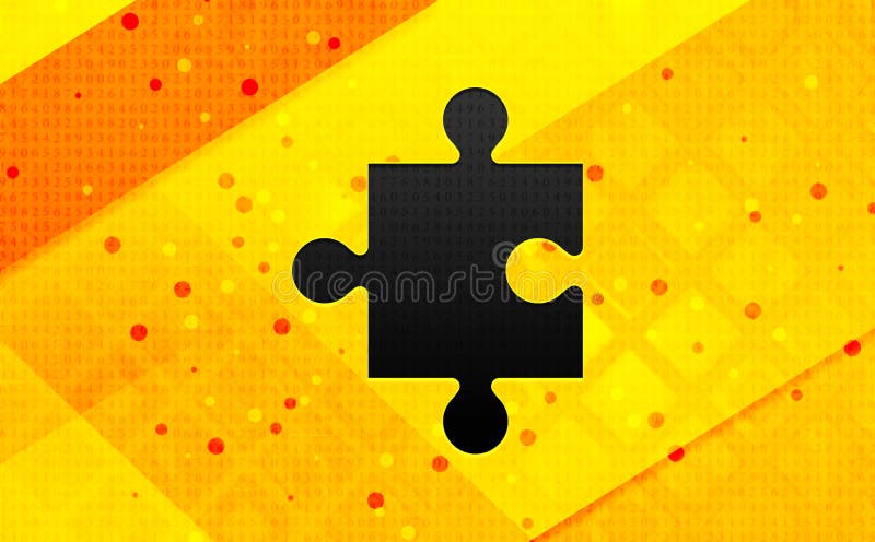 Puzzle icon abstract digital banner yellow background stock illustration Puzzle icon abstract digital banner yellow background stock illustration