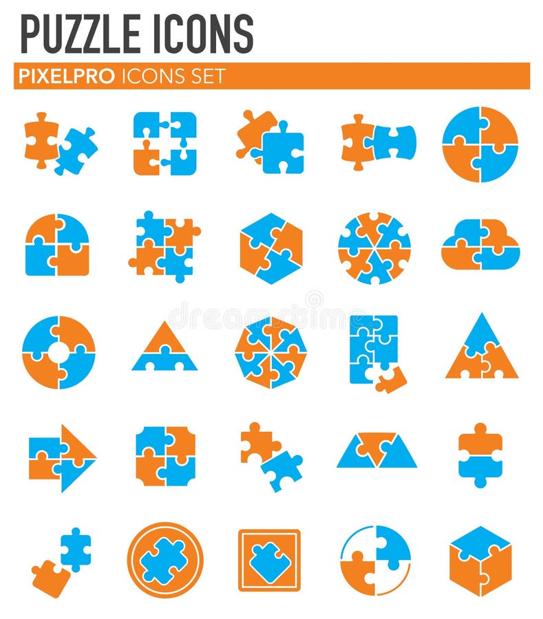 Puzzle icons set on white background for graphic and web design. Simple vector sign. Internet concept symbol for website vector illustration