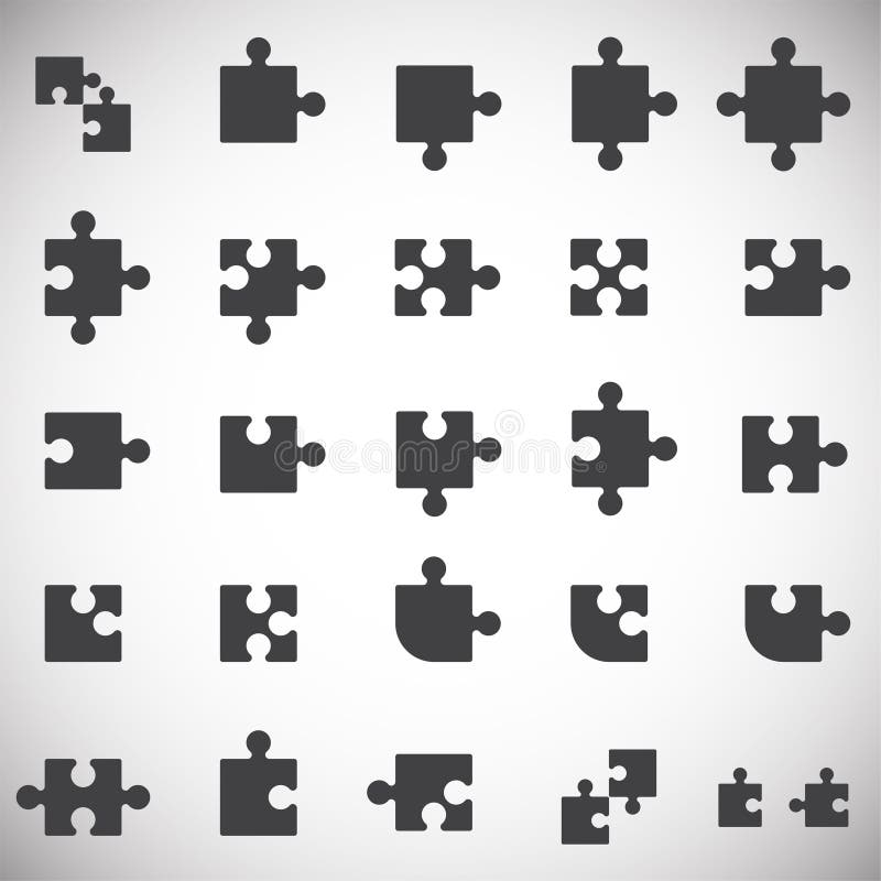 Puzzle icons set on whites background for graphic and web design. Simple vector sign. Internet concept symbol for website button or mobile app