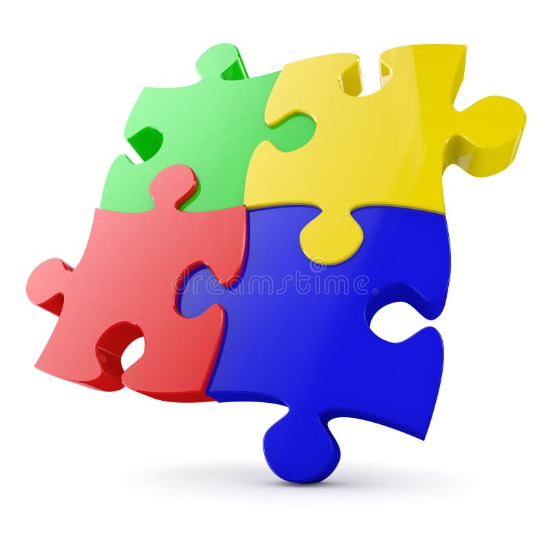 Puzzle mit vier Stücken vektor abbildung Puzzle mit vier Stücken vektor abbildung