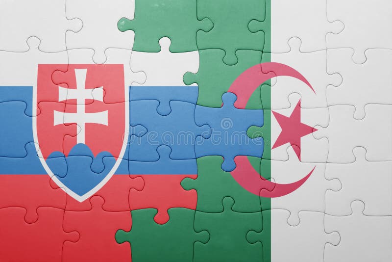 Puzzle with the national flag of algeria and slovakia
