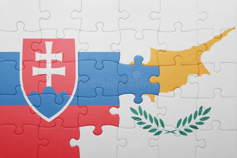 Puzzle so štátnou vlajkou Cypru a slovenska