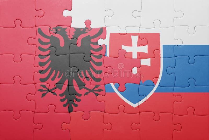 Puzzle with the national flag of slovakia and albania