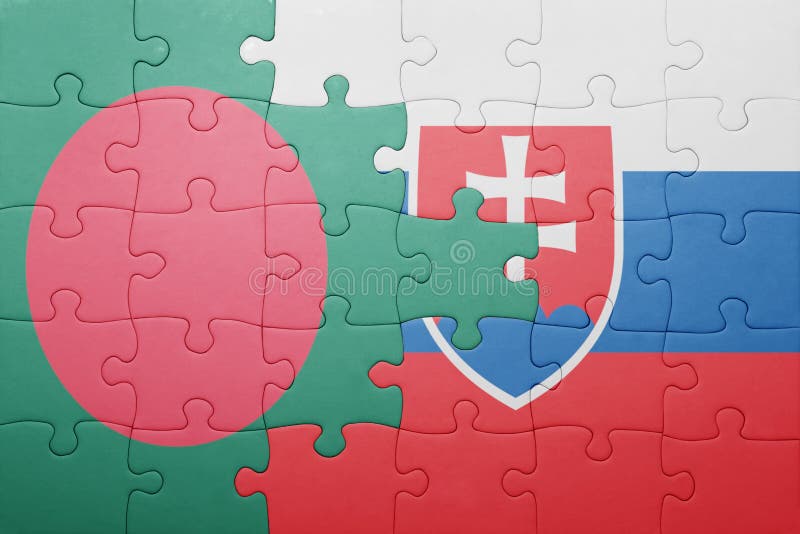 Puzzle so štátnou vlajkou slovenska a Bangladéša