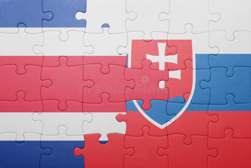 Puzzle with the national flag of slovakia and costa rica